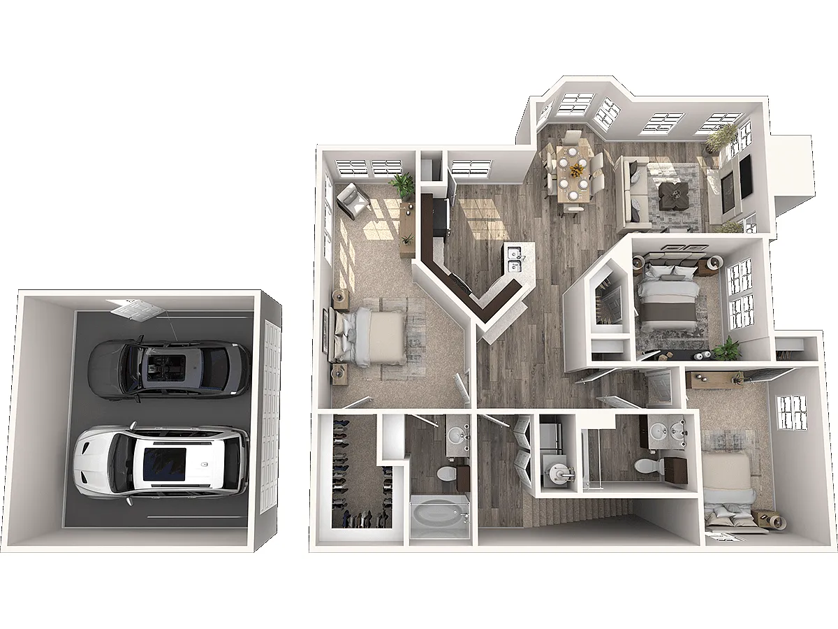 Floor plan C1 1441 Sq. Ft. 2nd Fl. With 2 Car Garage