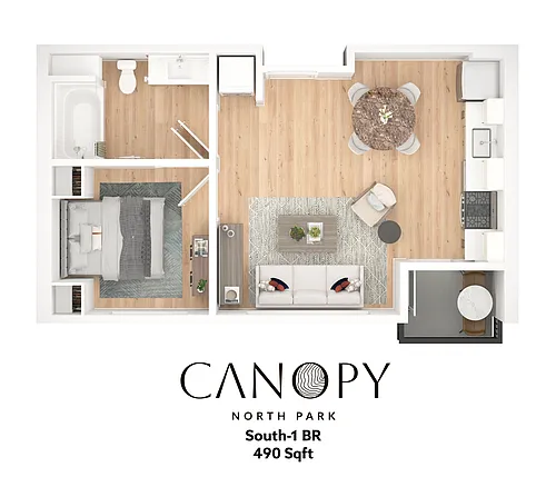 Floor plan 1 Bedroom; 1 Bathroom