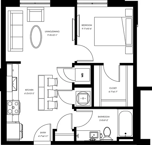 Floor plan A5 - One Bedroom
