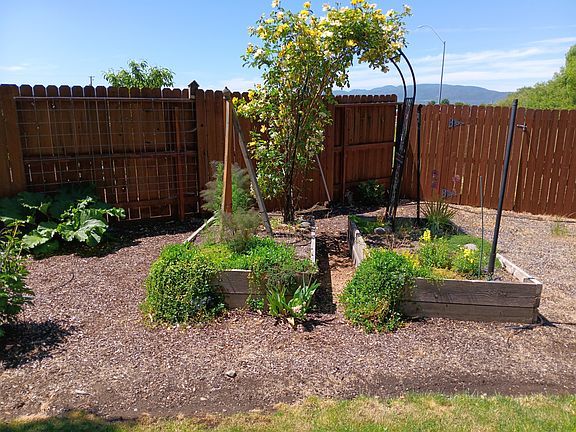 Back & Side yards w/ Raised Beds