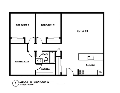 Floor plan Three Bedroom A