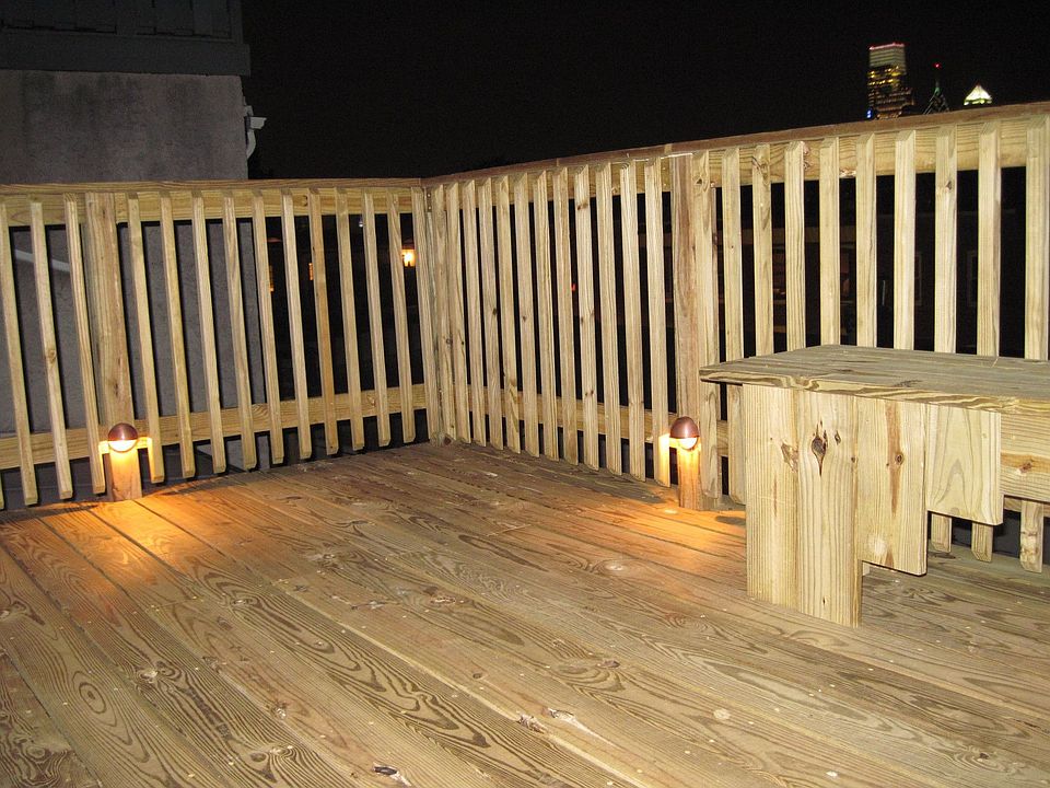 Third floor deck facing skyline of Center City