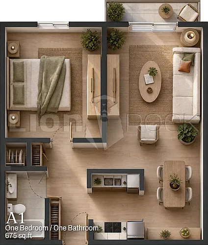 Floor plan 1 bed 1 bath