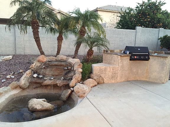Built in grill and fountain