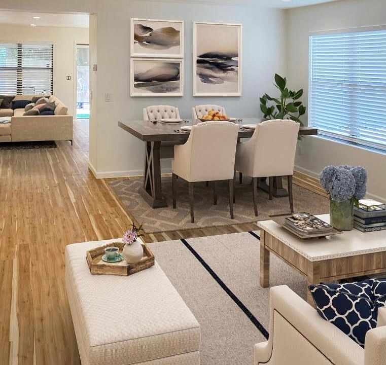 Entry living and dining room