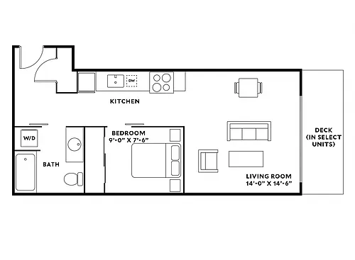 Floor plan Open 1 Bedroom