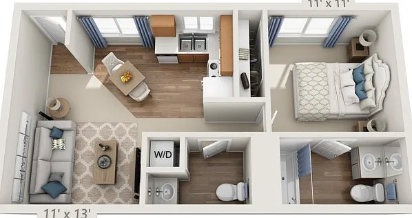 Floor plans are artist's rendering. All dimensions are approximate. Actual product and specifications may vary in dimension or detail. Not all features are available in every apartment. Prices and availability are subject to change. Floor plans are artist