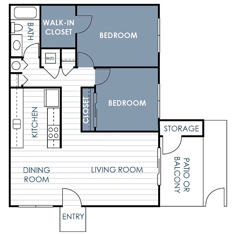 Floor plan 2 Bedroom 1 Bathroom