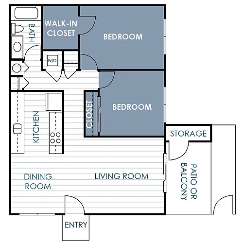 Floor plan 2 Bedroom 1 Bathroom