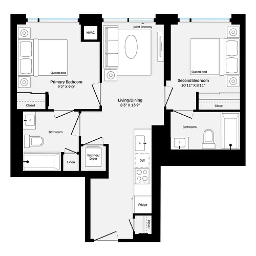 Floor plan B2 Two Bedroom