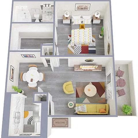 Floor plan 1 Bedroom x 1 Bath A