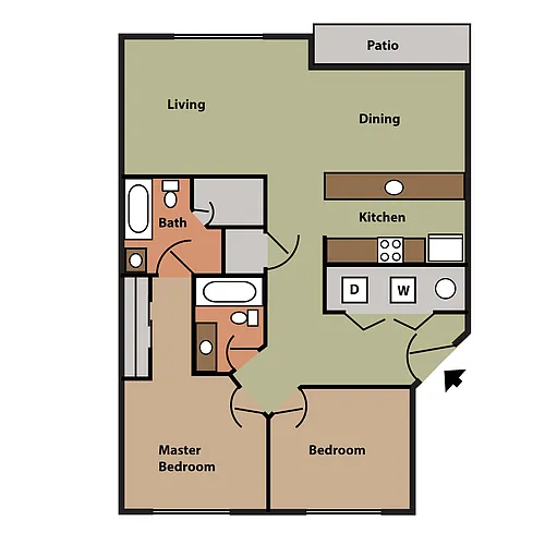Floor plan 2 Bedroom, 2 Bathroom