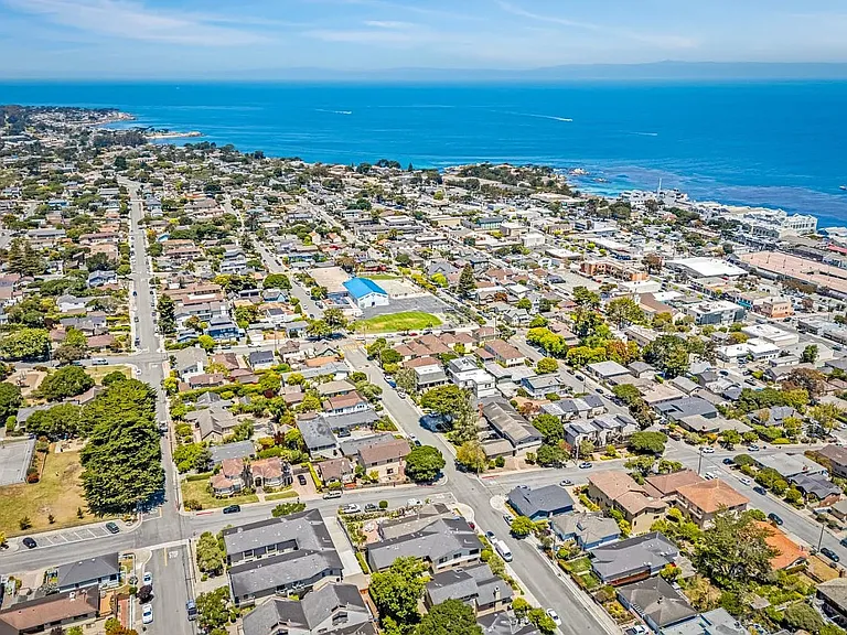 Aerial View of the Sea Angel towards Pacific Grove & the world renown Monterey Aquarium