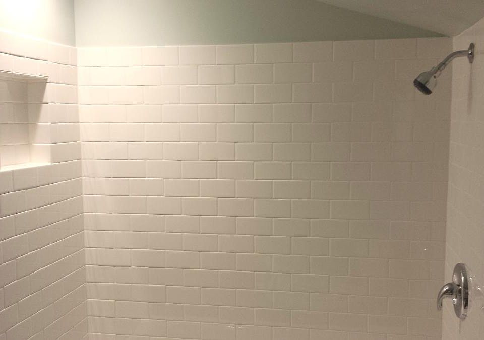 Spacious tiled shower