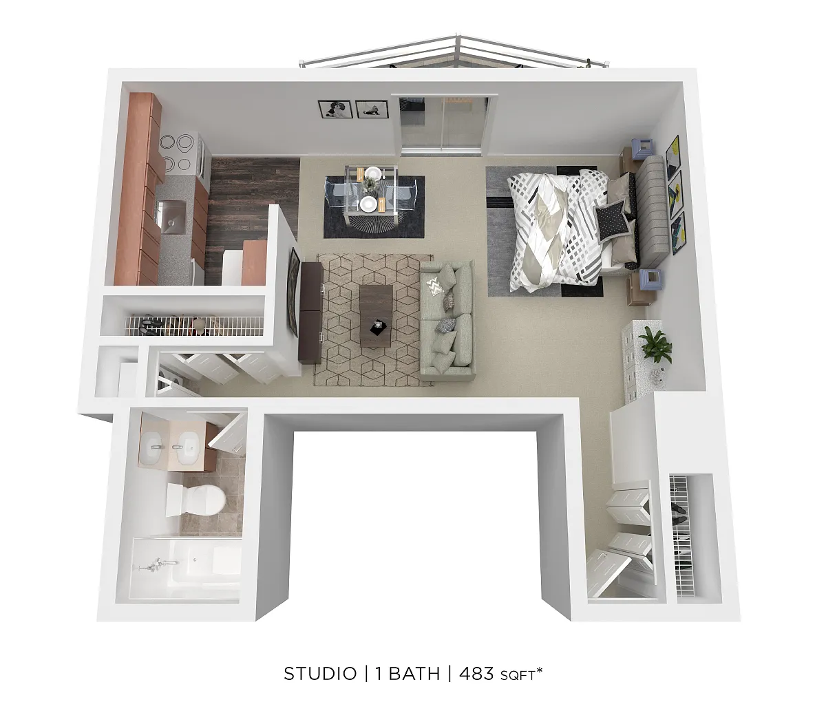Floor plan Studio - 483 sqft