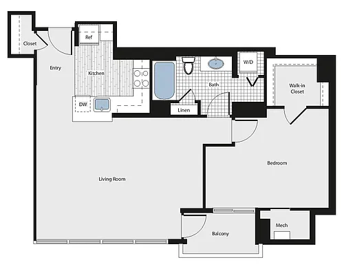 Floor plan 1 Bed/1 Bath - aa6