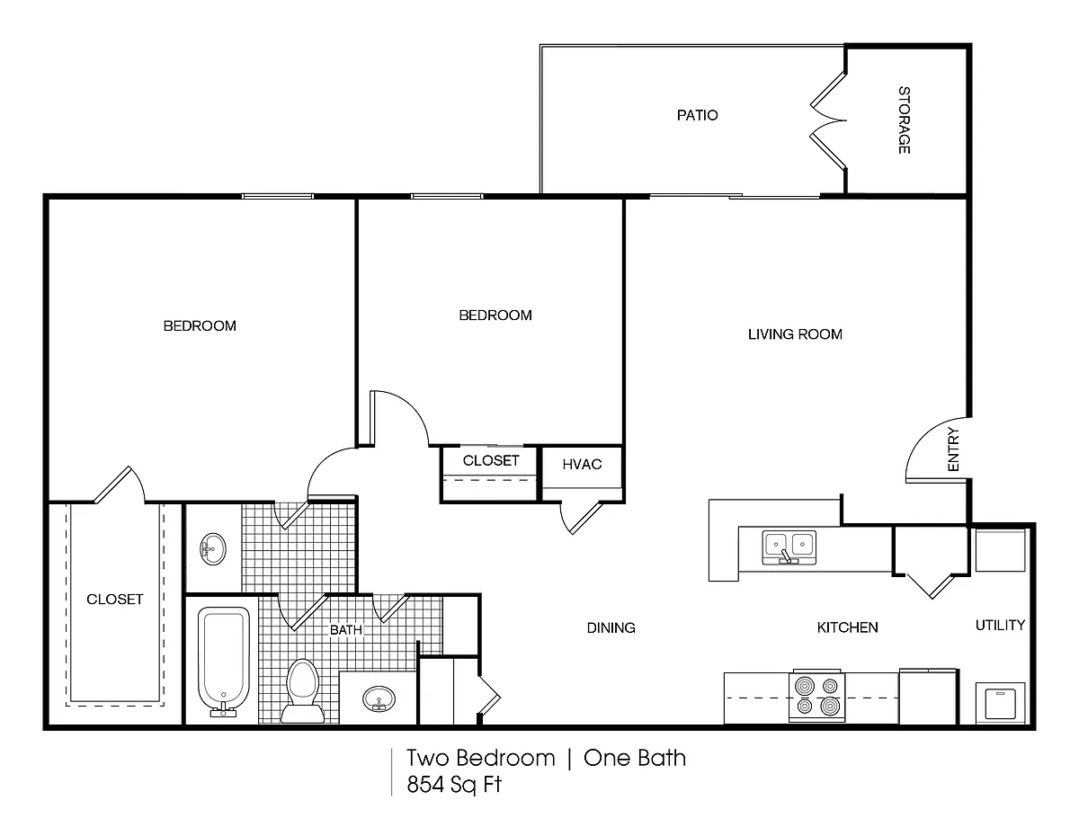 Floor plan 2 bedroom 1 bath
