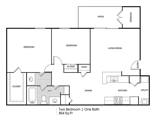 Floor plan 2 bedroom 1 bath