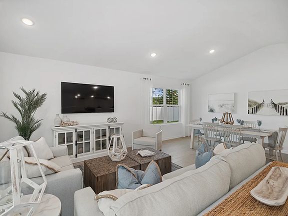 Great room with vaulted ceiling