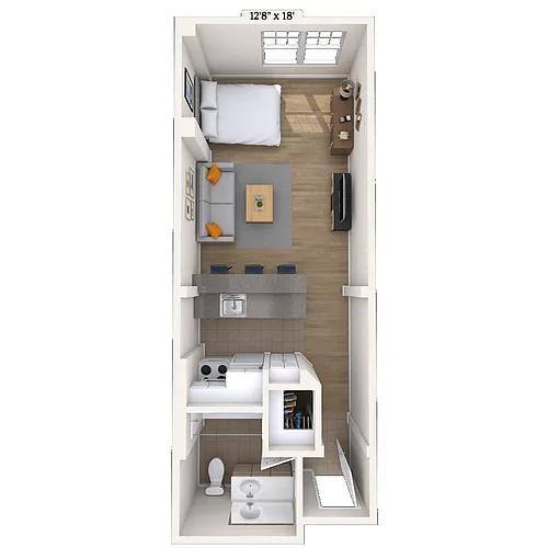 Floor plan Studio 0x1 334-619 SF