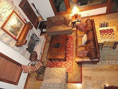 Great room with 20-foot vaulted ceiling and fireplace
