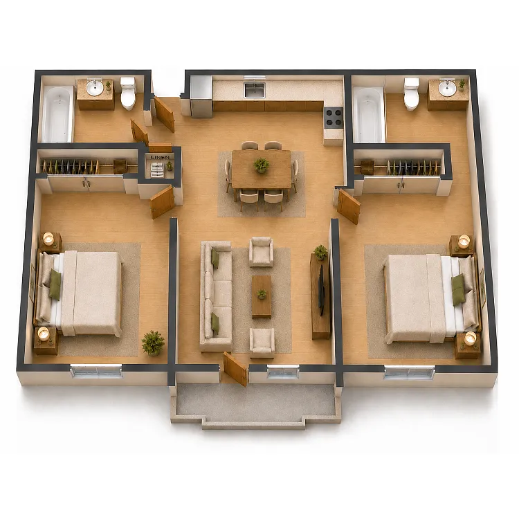 Floor plan 2 Bed 2 Bath