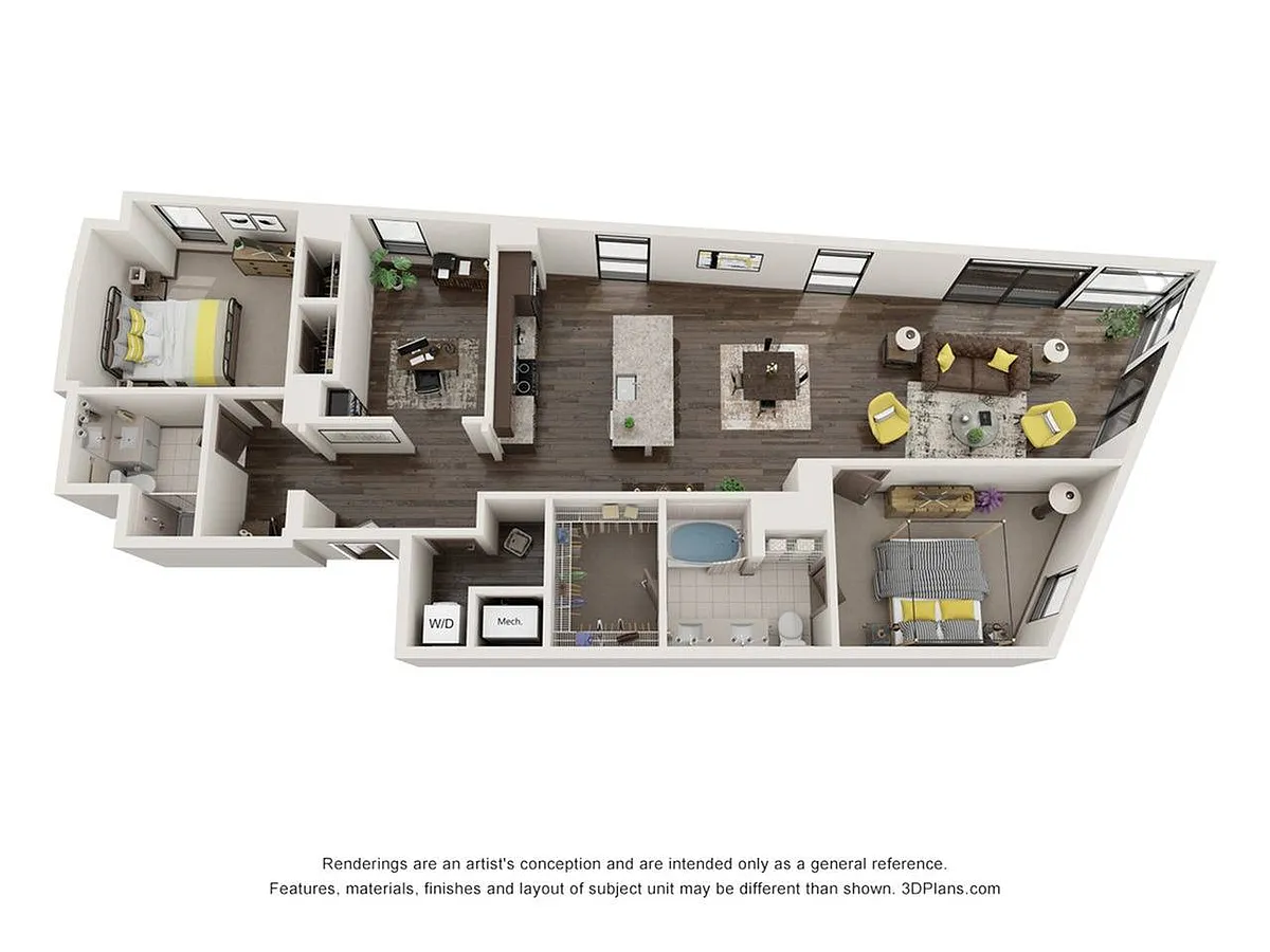 Floor plan Ellsworth (2 Bedroom & 2 Bathroom w/ a Den)