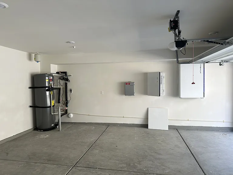 garage with solar battery
