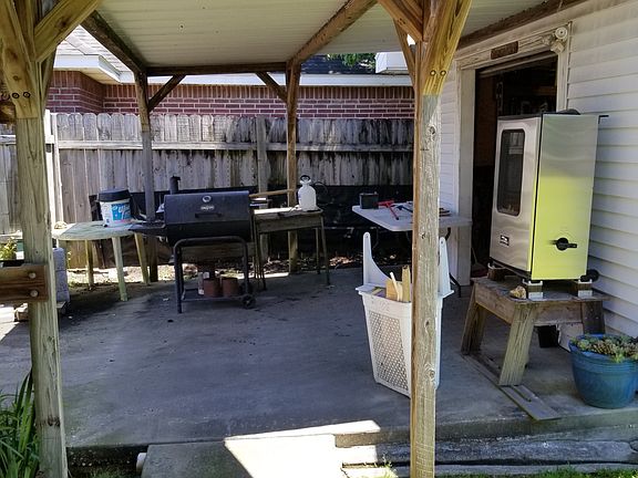 Covered walkway to shop.