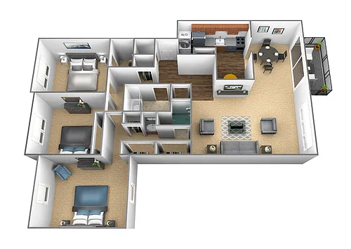 Floor plan 3 Bedroom 2 Bath
