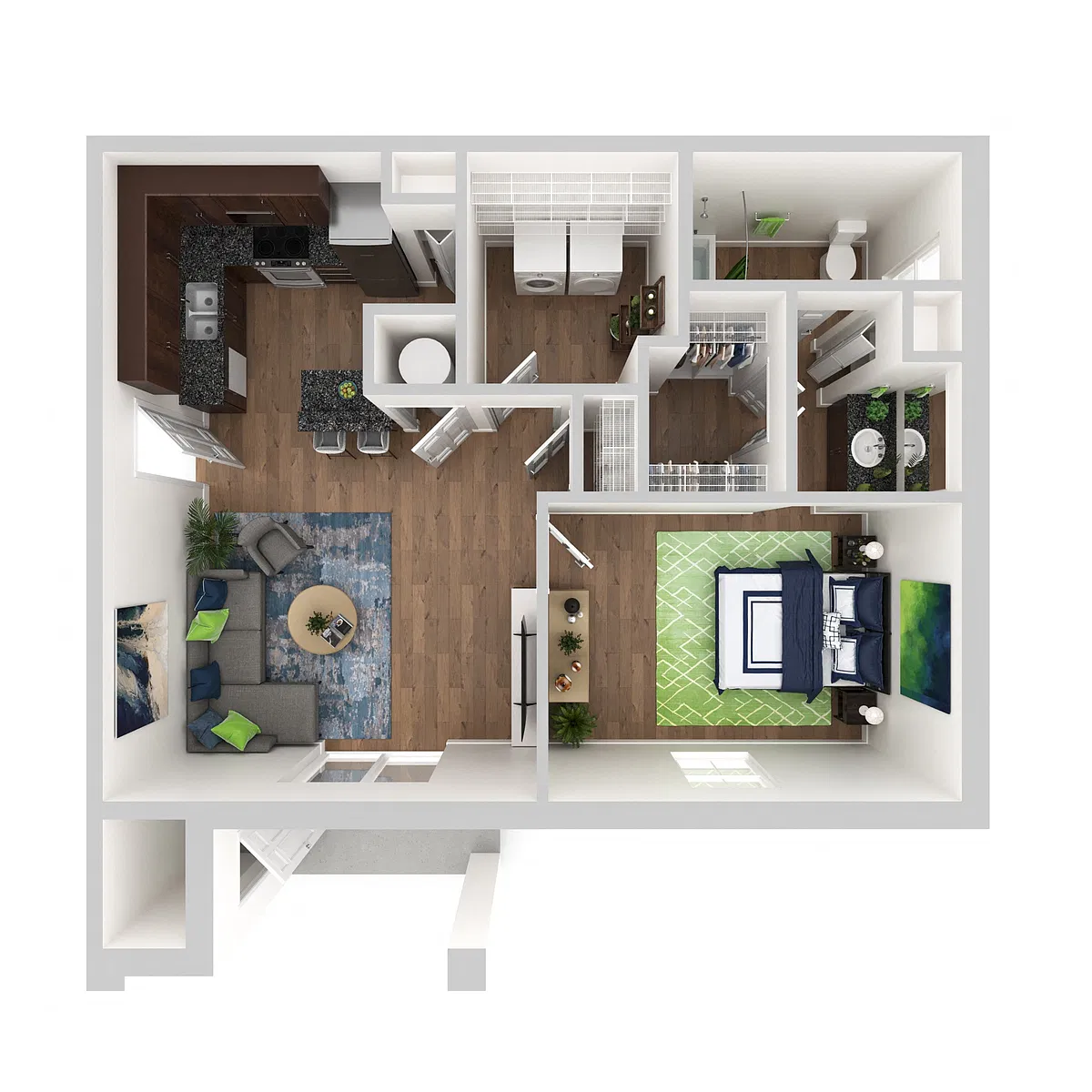 Floor plan 1 Bedroom, 1 Bath - 837 sq ft