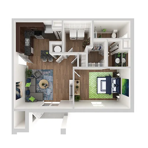 Floor plan 1 Bedroom, 1 Bath - 837 sq ft