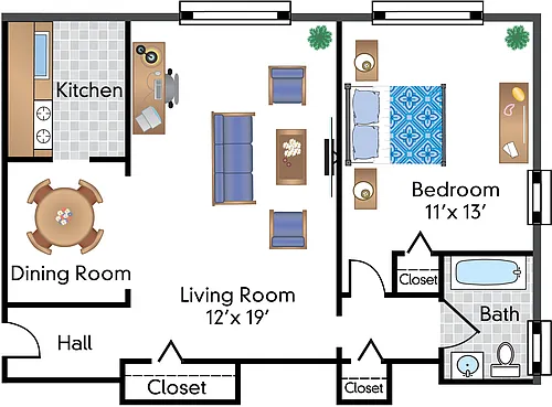 Floor plan 1 Bedroom 02 Tier