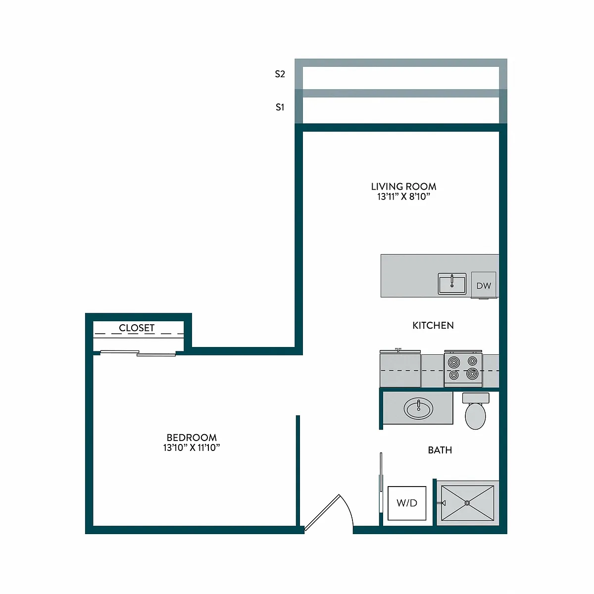 Floor plan Open 1x1 F