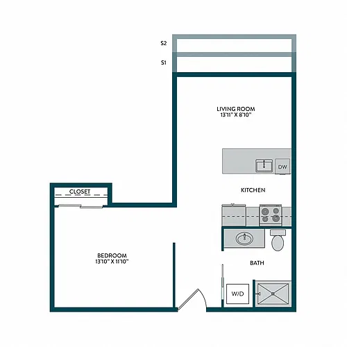 Floor plan Open 1x1 F