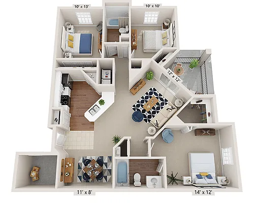 Floor plan Three Bedroom C2