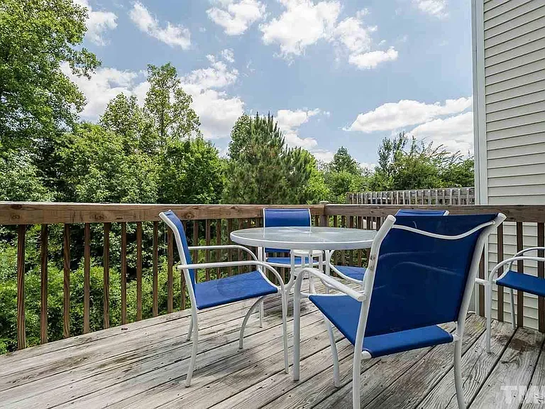 Patio with beautiful view of woods