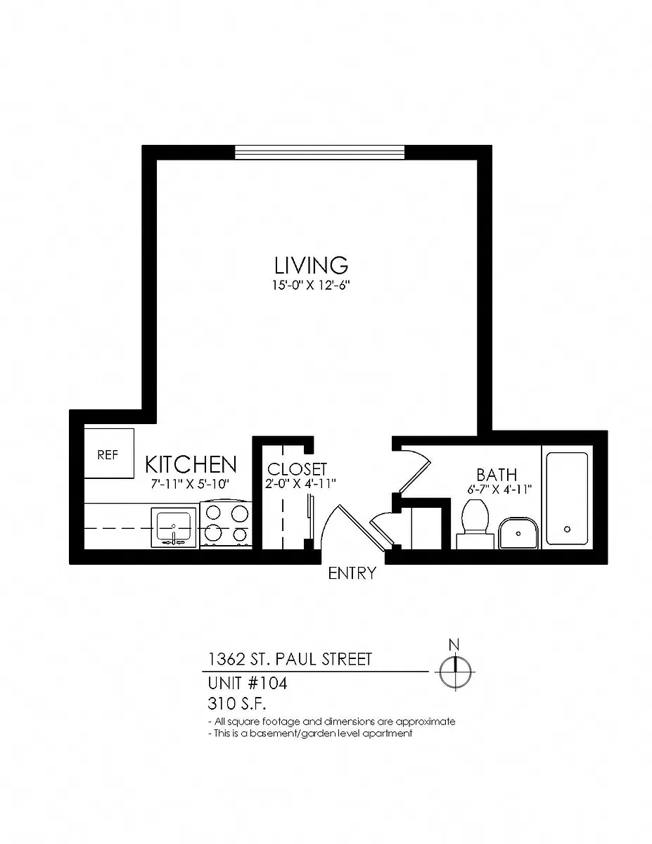 Floor plan Studio, 1 Bathroom