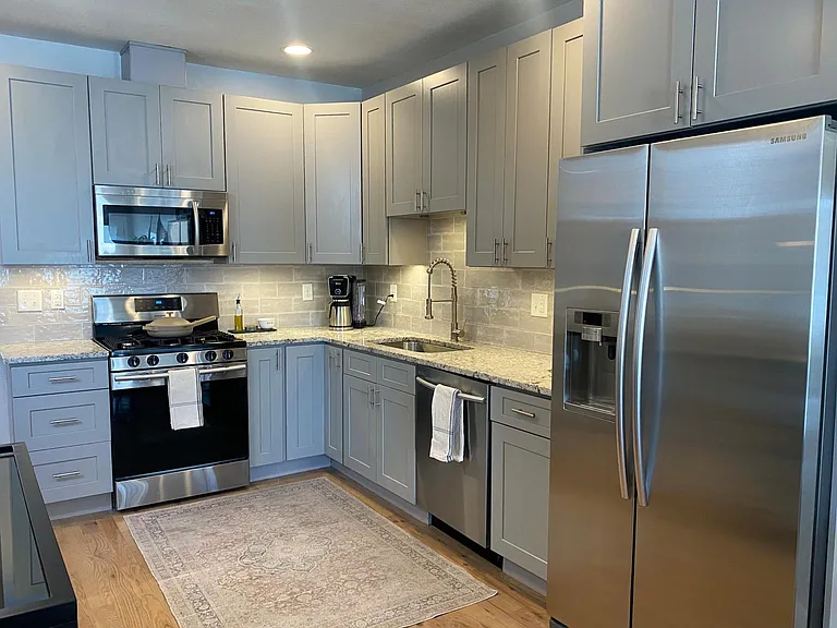 Newly updated kitchen with stainless steal appliances and granite counters