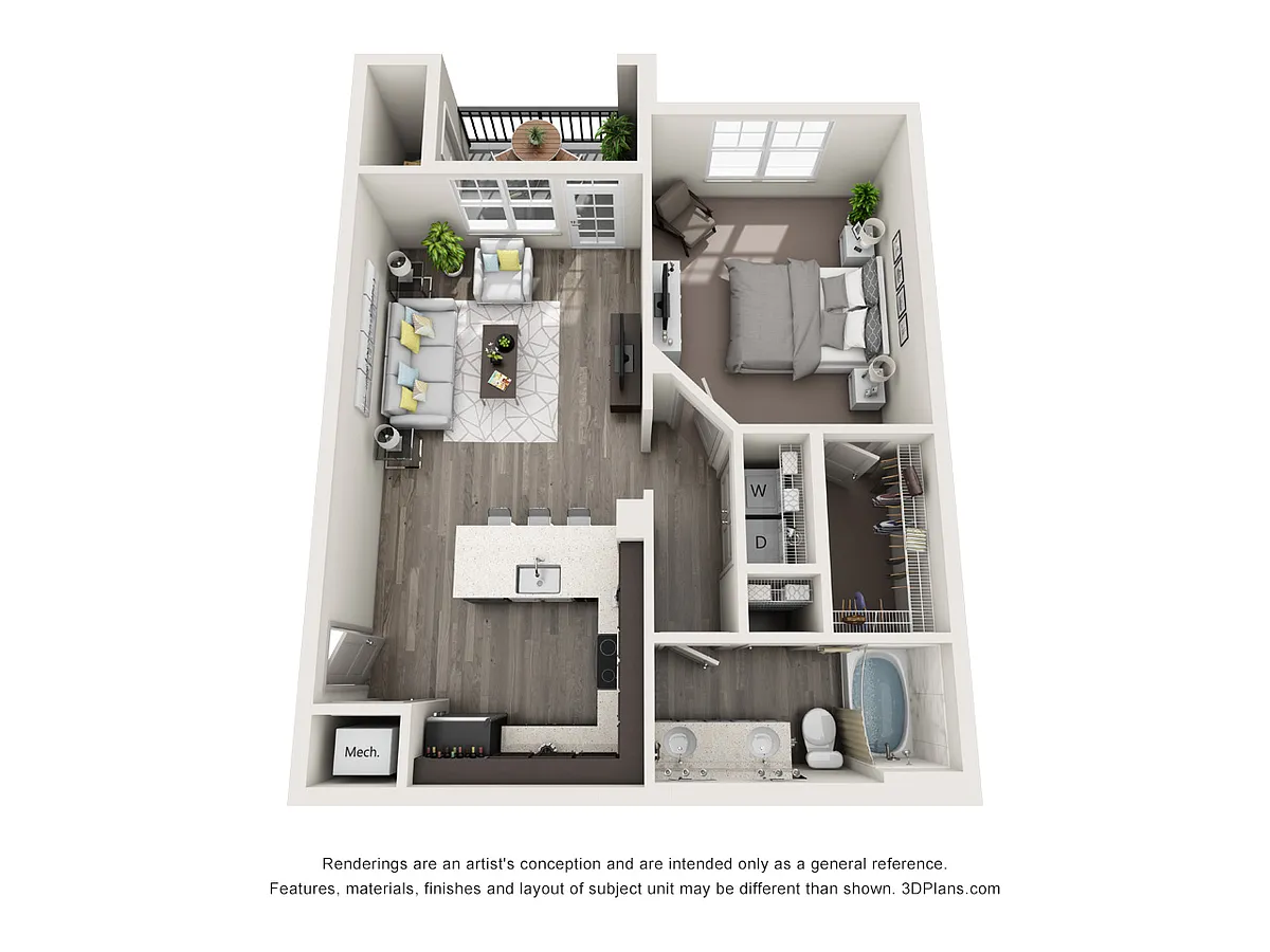 Floor plan A5 - One Bedroom, One Bathroom