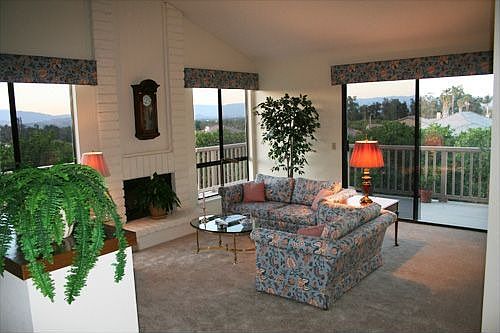Living room with gorgeous views for each window