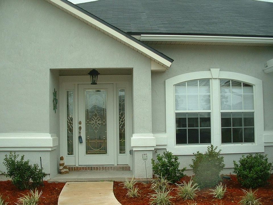 CLose up of the front entrance.