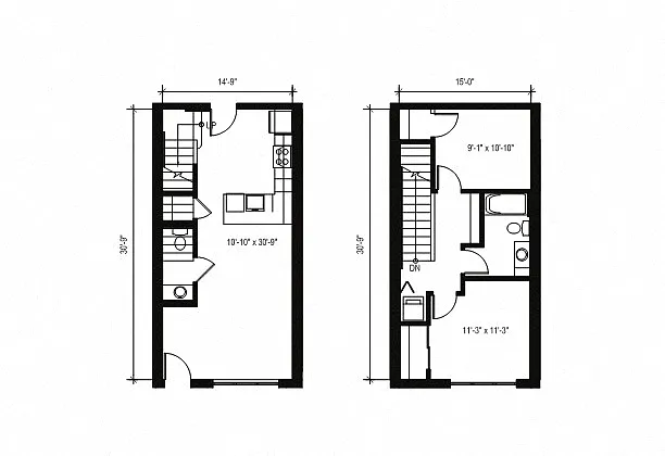 Floor plan 2x1.5 Townhome TH9