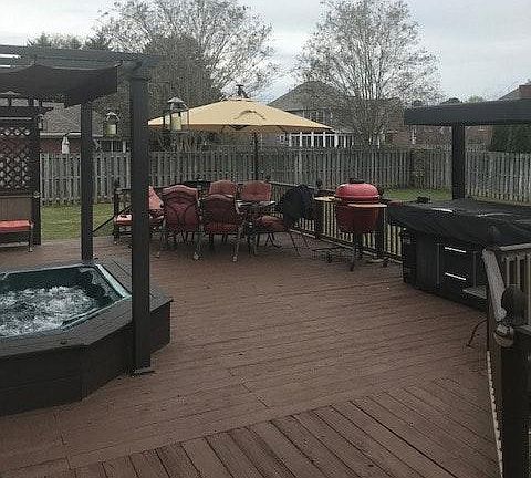 large deck with railing