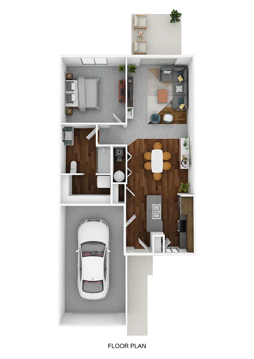Floor plan 1 Bedroom 1 Bathroom w/ Attached Garage