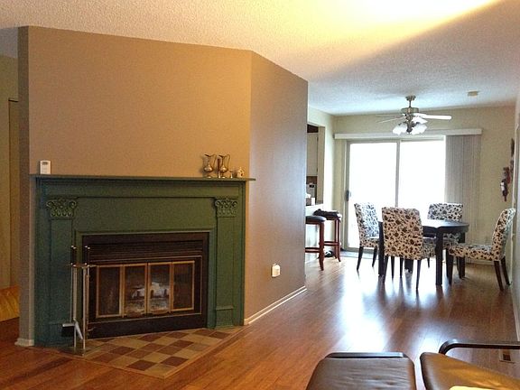Dining room with fully functioning wood fireplace