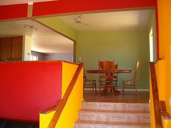 View of dining room from den