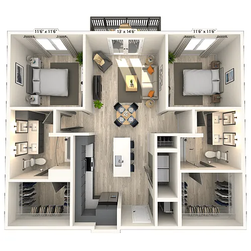 Floor plan B1 2x2 1082 SF-FP