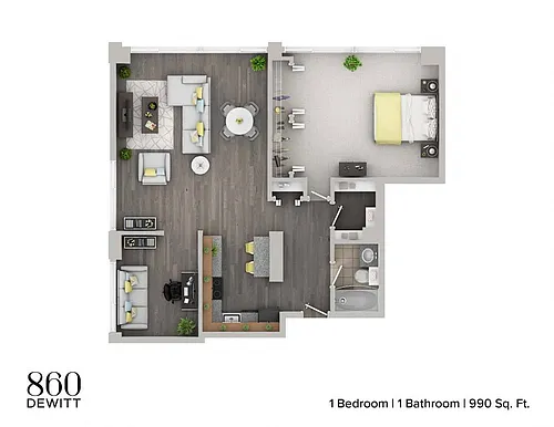 Floor plan 1 Bedroom - 1 Bathroom