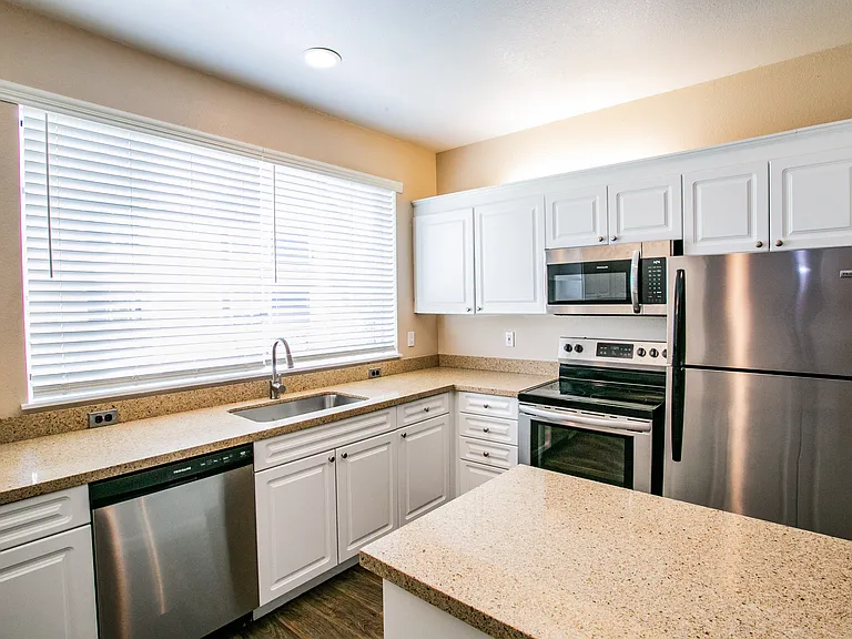 Gourmet Kitchens with Stainless Steel Microwave & Dishwasher
